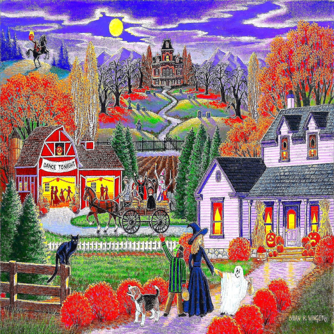 Halloween Village Autumn Scene