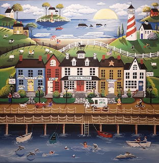 Coastal Village with Lighthouse
