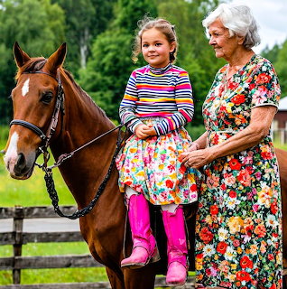 Girl with Horse and Grandmother
