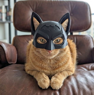 Cat in Bat Mask