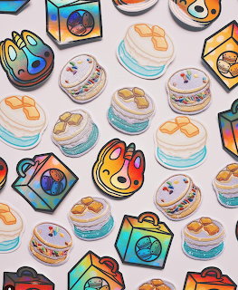 Set of colorful pastel macaron stickers illustration