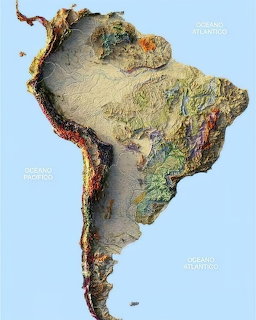 Colorful illustrated map of South America with country borders