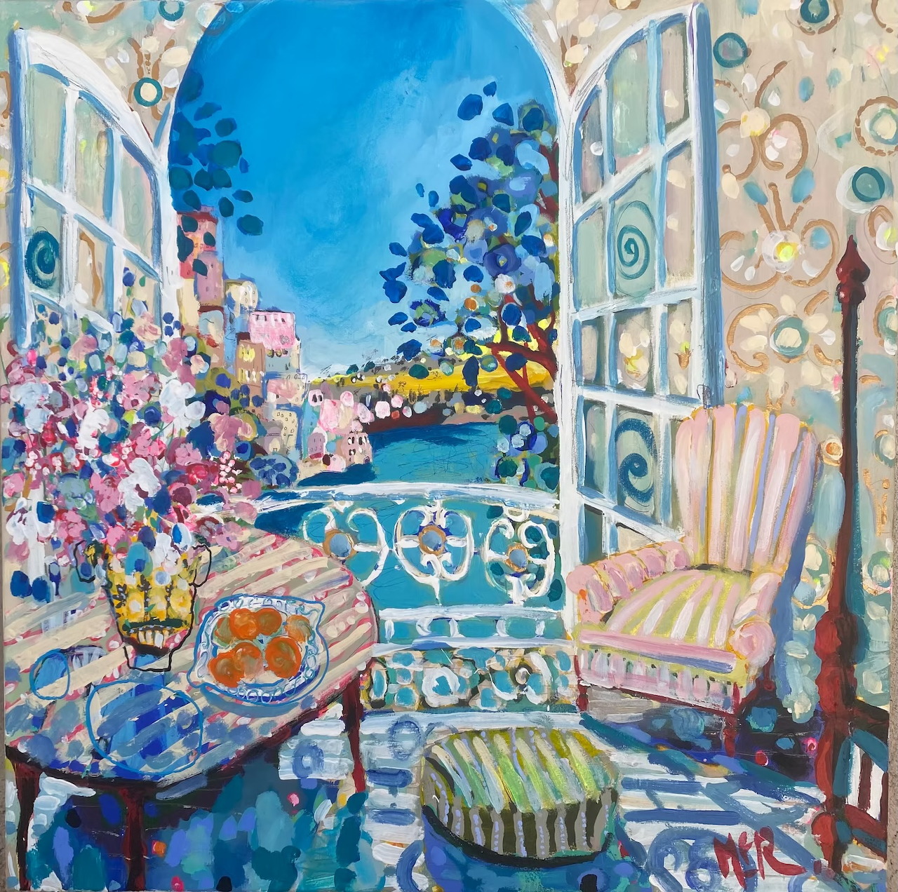 Coastal Balcony View Painting