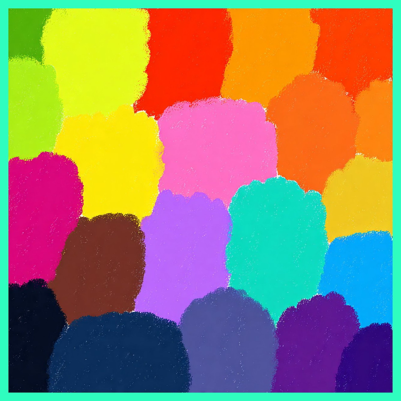 Abstract colorful blobs in bright rainbow shades