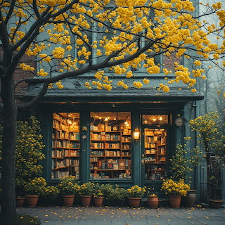 Bookstore with Yellow Autumn Tree