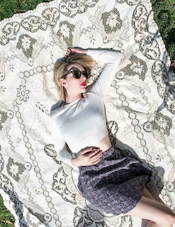 Emma Roberts Lying on Blanket