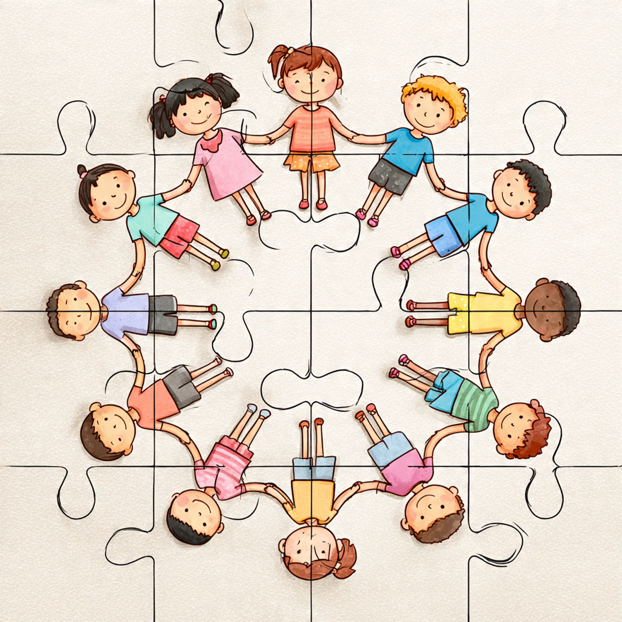 Cartoon Children Circle