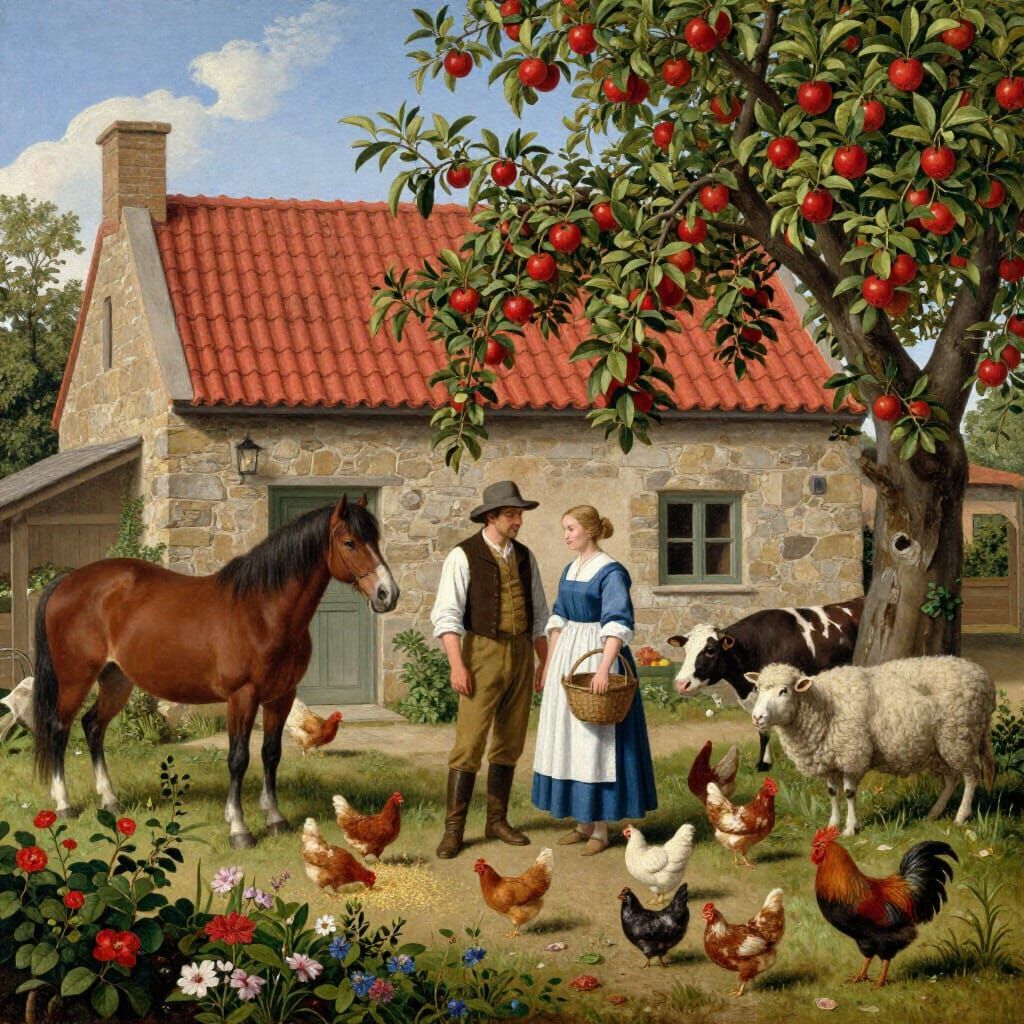Farm Couple with Animals