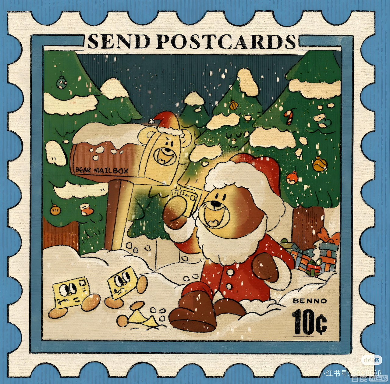 Christmas Bear Postcard