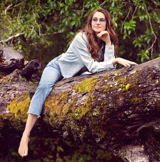 Shailene Woodley on Tree Log