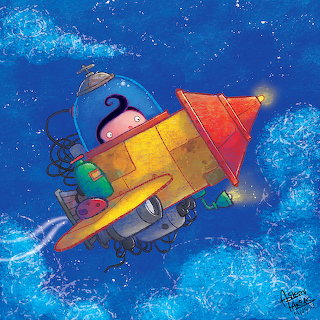 Colorful Cartoon Rocket Space