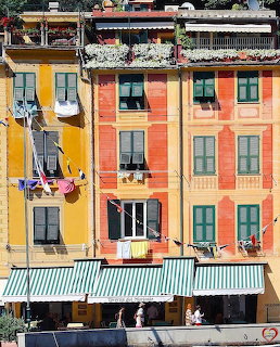 Colorful Italian Facades with Green Shutters