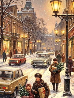 Snowy Christmas Street Scene