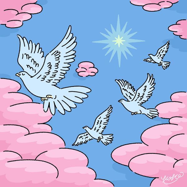 Doves Flying in Sky