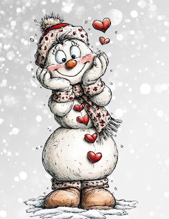 Cute Snowman with Hearts