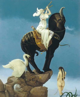 Surreal Bull and Dove Painting