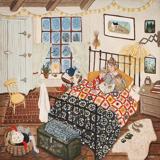 Cozy Bedroom Reading Scene