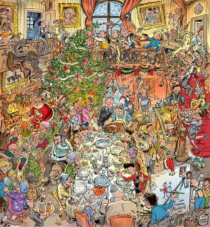 Christmas Dinner Chaos Cartoon