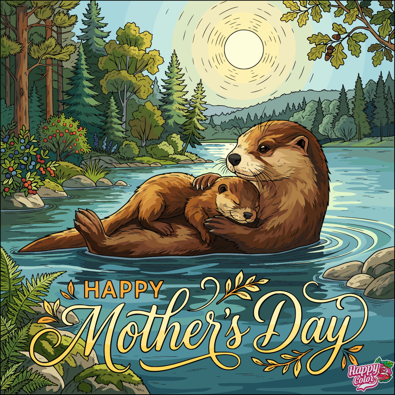 Mother Otters Illustration