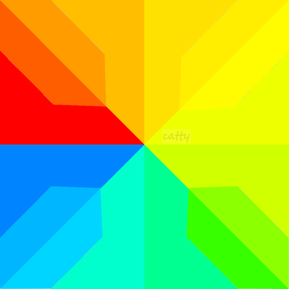 Colorful radial gradient with rainbow spectrum segments meeting at center point