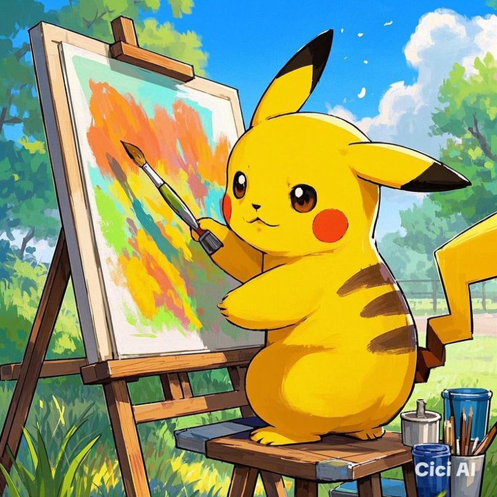 Pikachu Painting Outdoors
