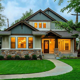 Craftsman Style House at Dusk