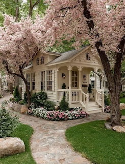 Quaint Cottage Spring Blossoms