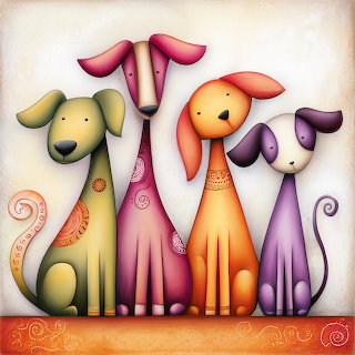 Four Cartoon Dogs