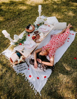 Woman Relaxing at Picnic