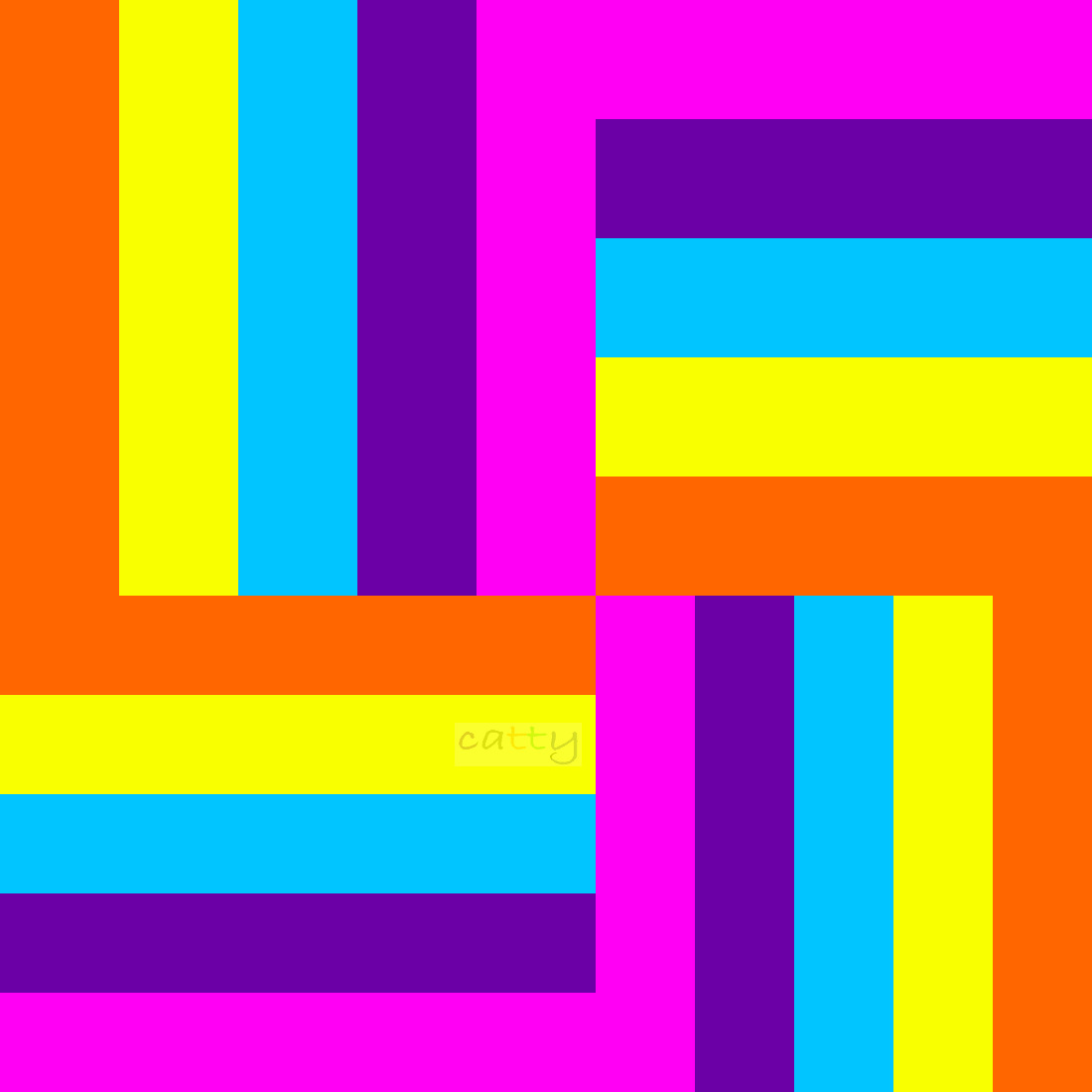 Abstract geometric pattern with intersecting colorful stripes in rainbow hues