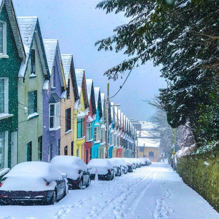 Colorful Snowy Street