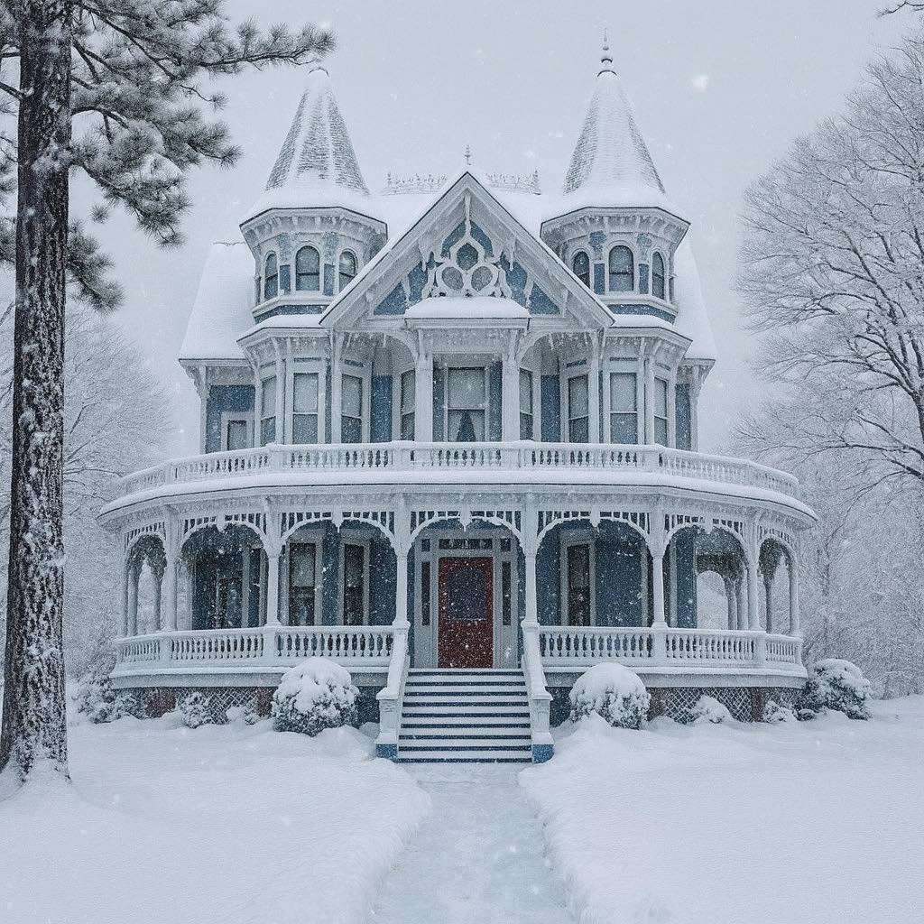 Snowy Victorian House