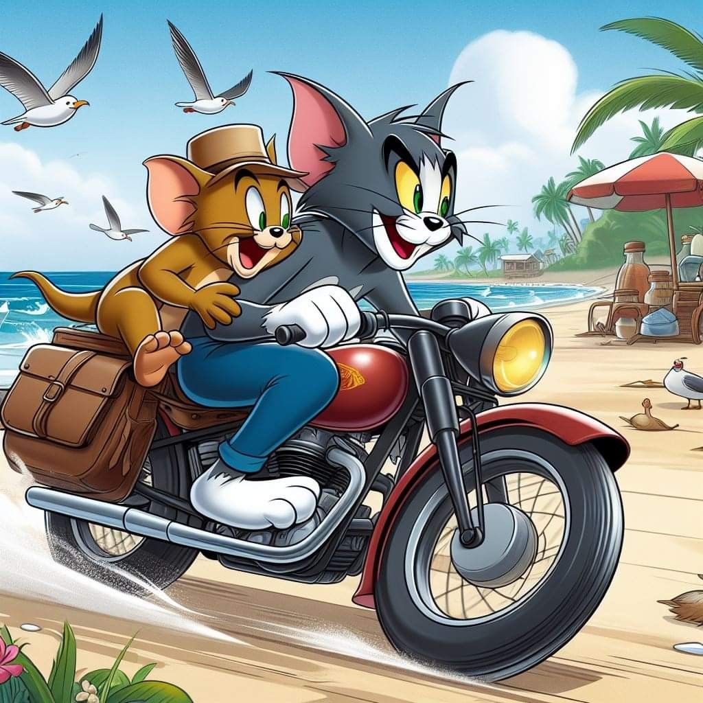 Tom and Jerry Beach Motorcycle