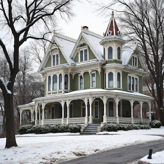 Victorian Mansion in Winter