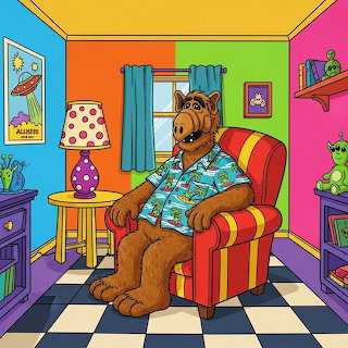 Alf Relaxing in Colorful Living Room