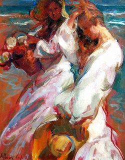 Women at the Seashore Painting