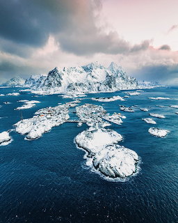 Lofoten Islands Winter Aerial