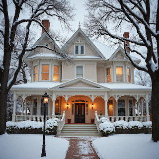 Victorian House Winter Twilight