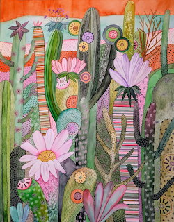Colorful Cactus Garden Painting