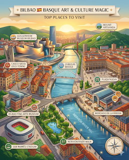 Bilbao Tourist Map Illustration