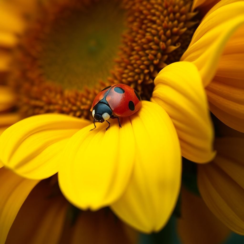 Ladybug on Sunflower