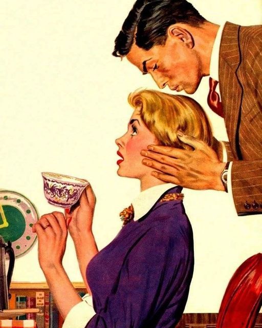 1950s Morning Kiss Illustration