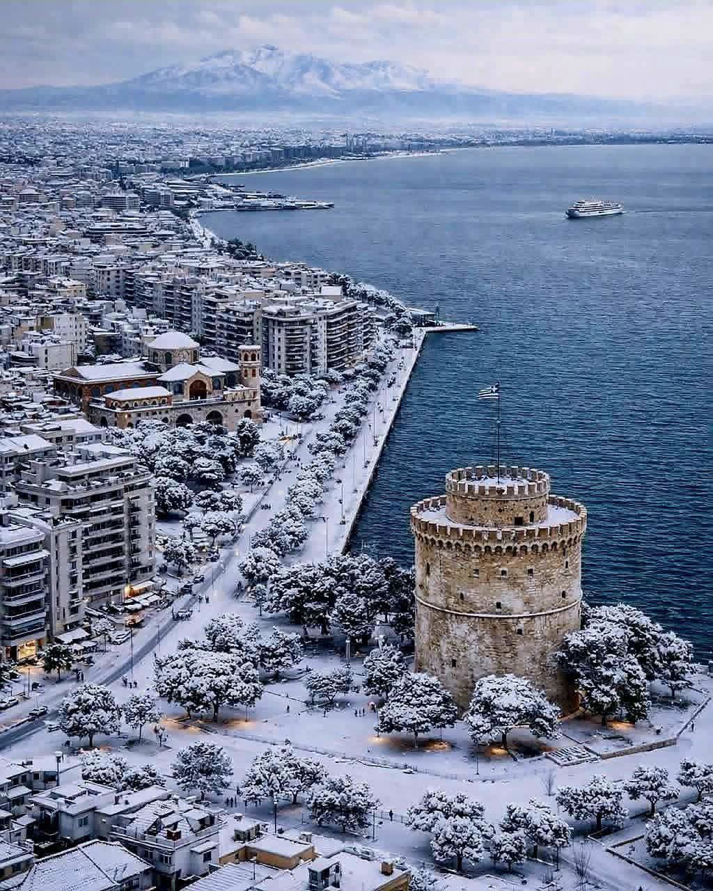 Snowy Thessaloniki Waterfront