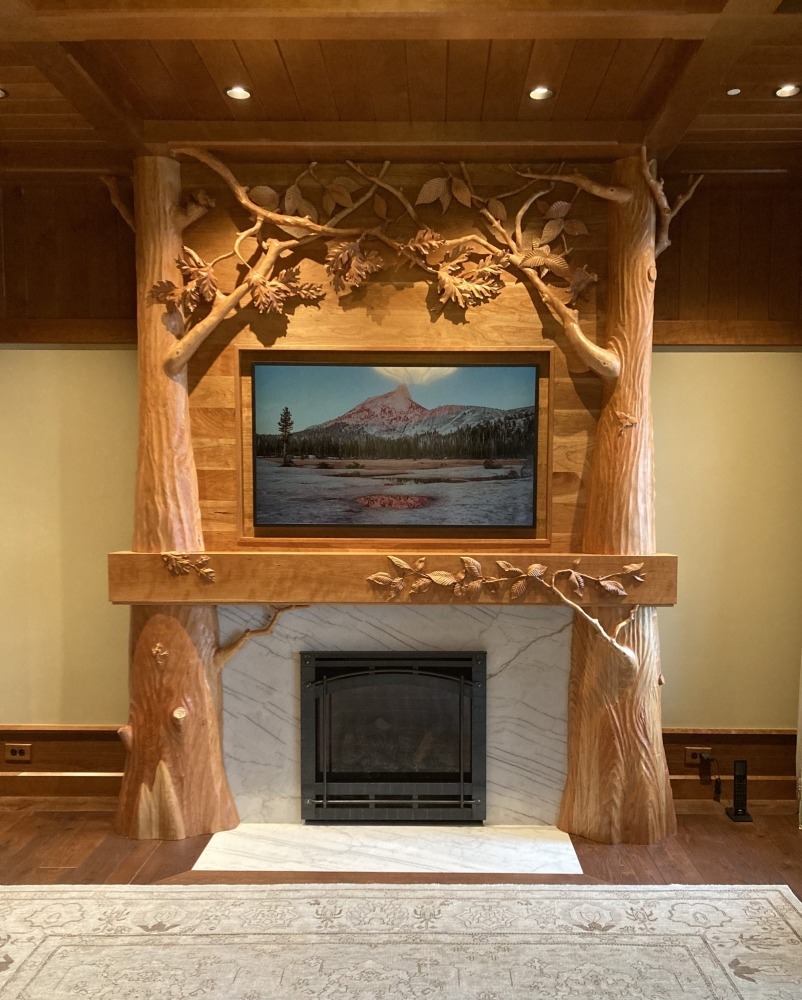 Carved Wood Fireplace