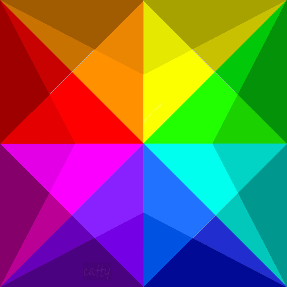 Colorful geometric abstract with rainbow triangles in radial symmetry
