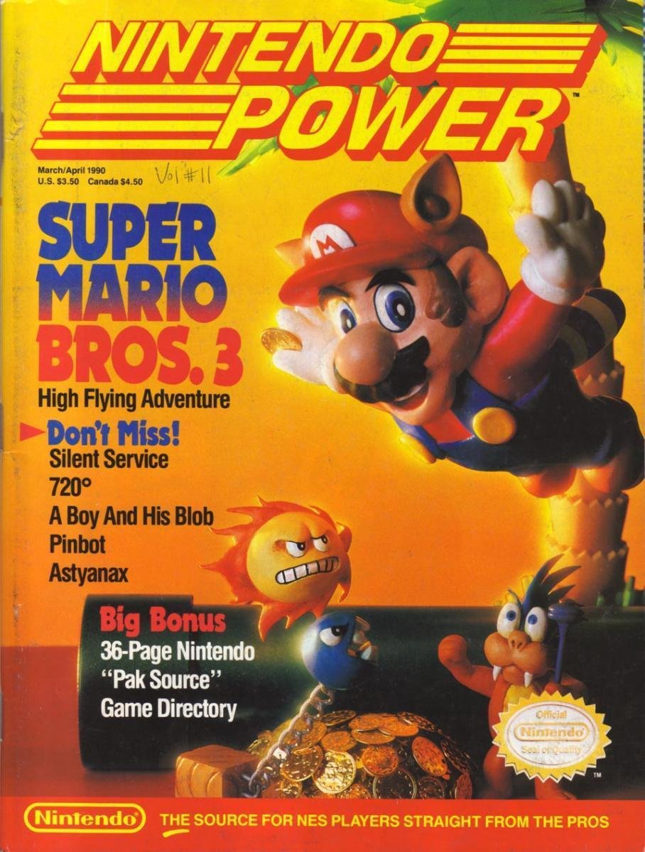 Nintendo Power Issue 11 cover showing Mario in raccoon suit from Super Mario Bros 3