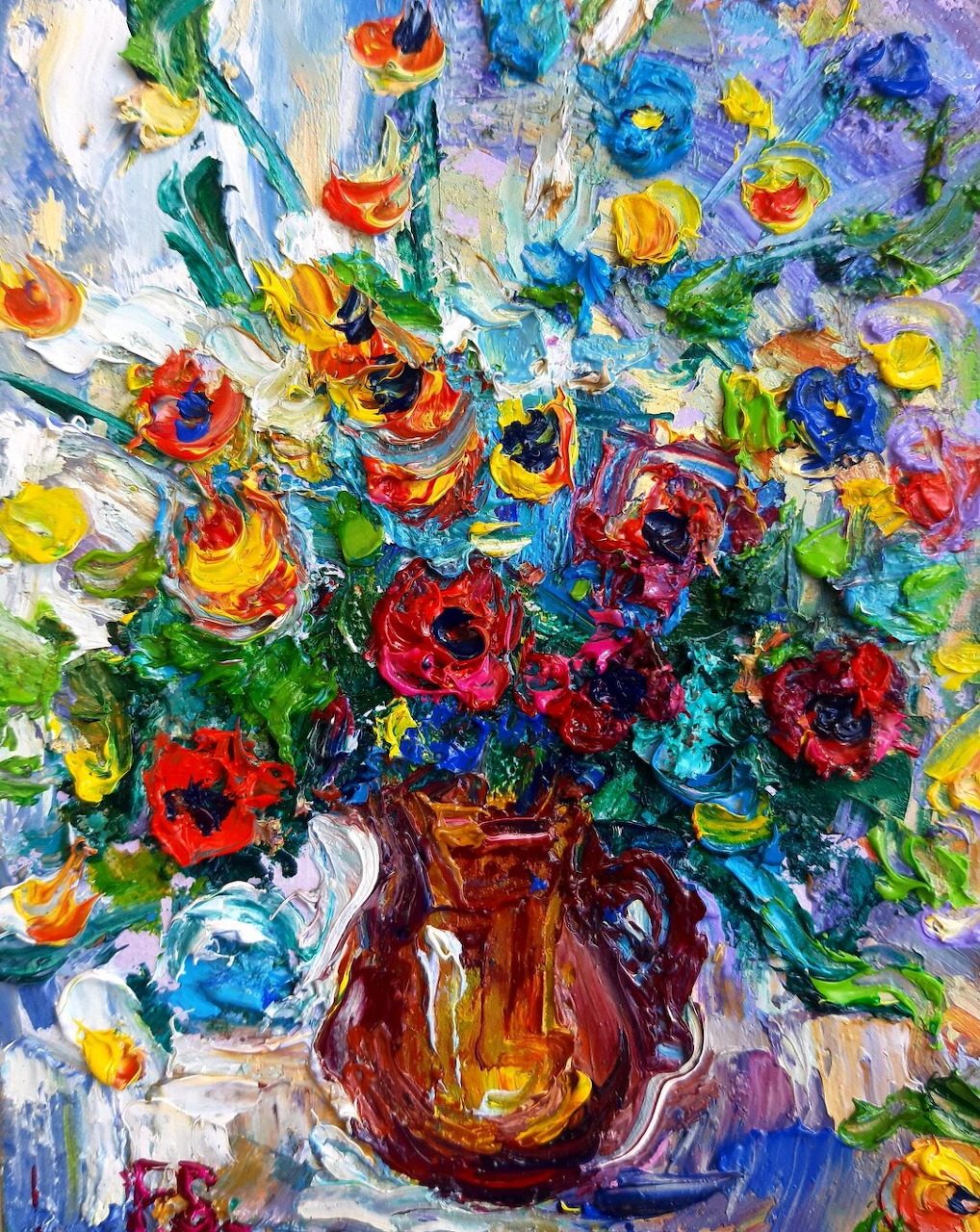 Vibrant Flower Vase Painting
