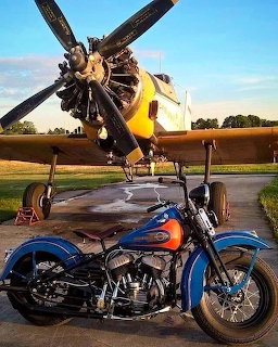 Vintage Motorcycle and Airplane