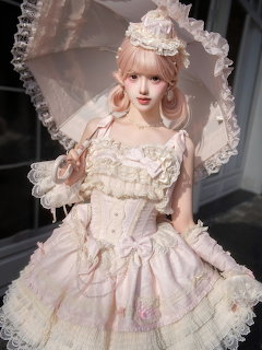 Lolita Fashion Pink Parasol