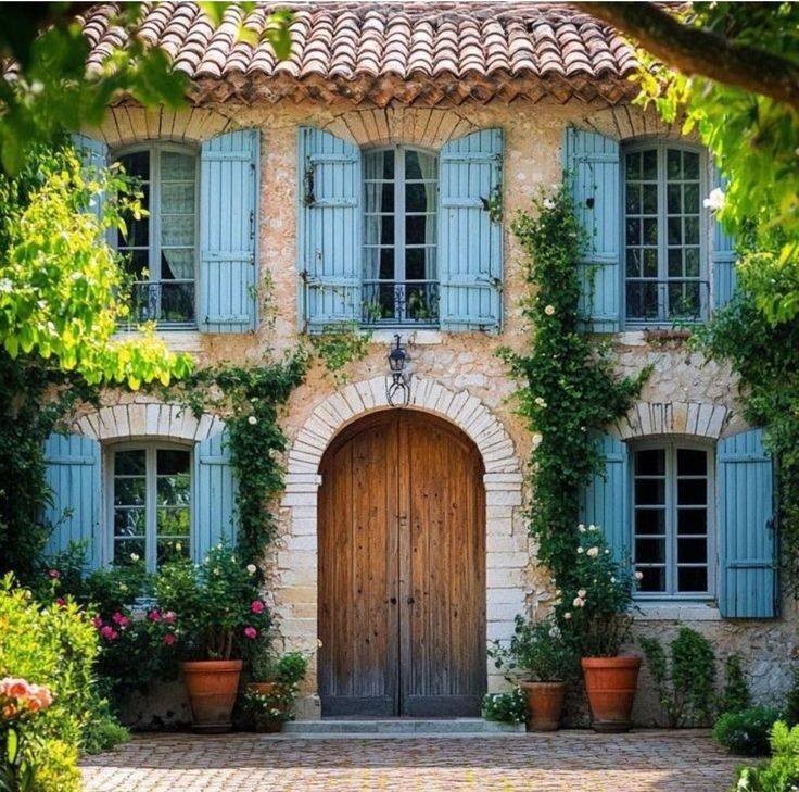 French Cottage Blue Shutters